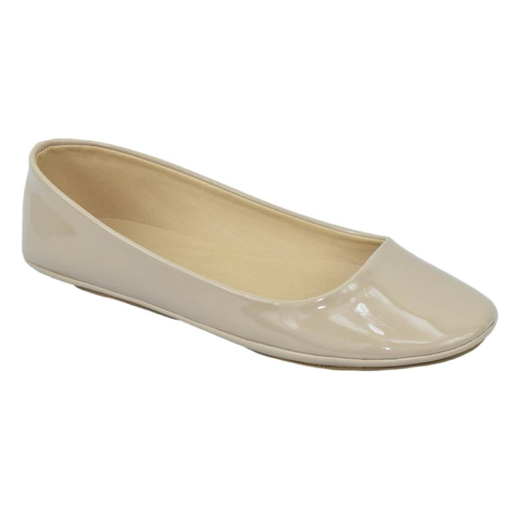 Soda Patent Leather Ballet Flat in Beige